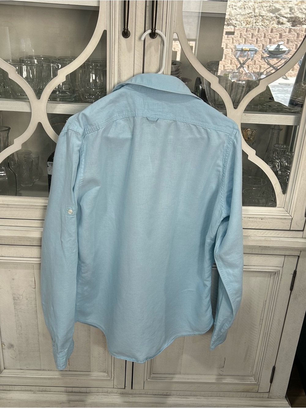 NWOT Express Light Blue Linen Blend Button Down Shirt Medium - Picture 6 of 6